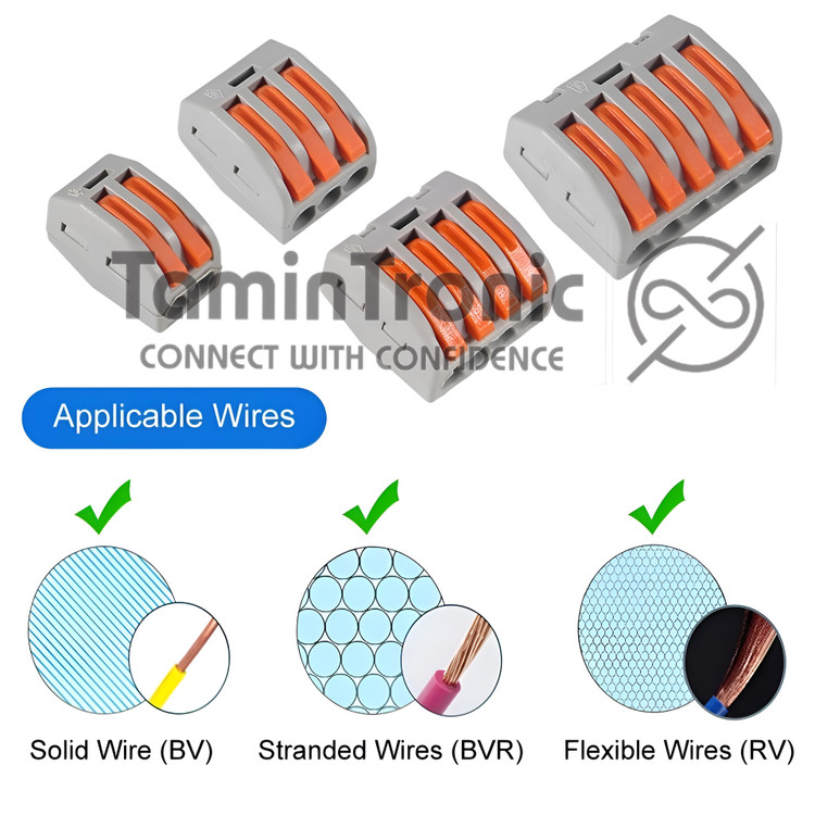 ترمینال وگو ۲ پین(2پین) | کانکتور فشاری دوخانه