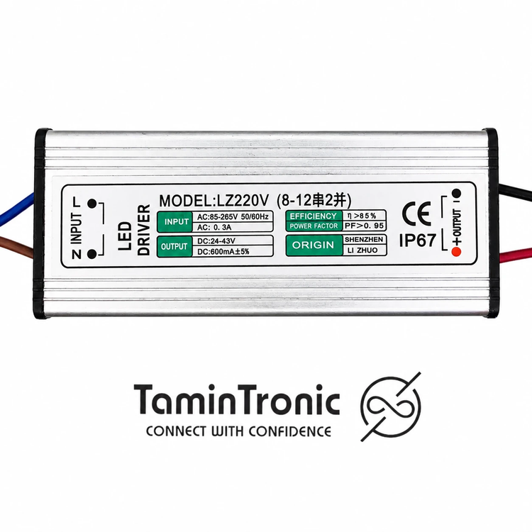 درایور ضد آب LED (۳۰ وات) ۶۰۰ میلی آمپر IP67