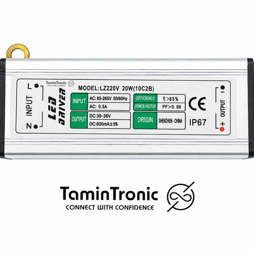 درایور ضد آب LED (20 وات) 600 میلی آمپر IP67