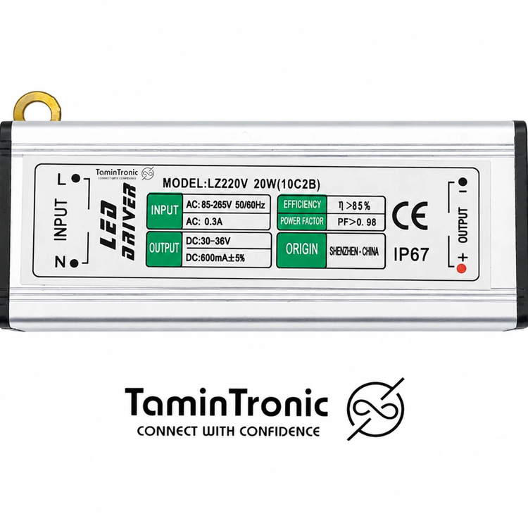 درایور ضد آب LED (20 وات) 600 میلی آمپر IP67