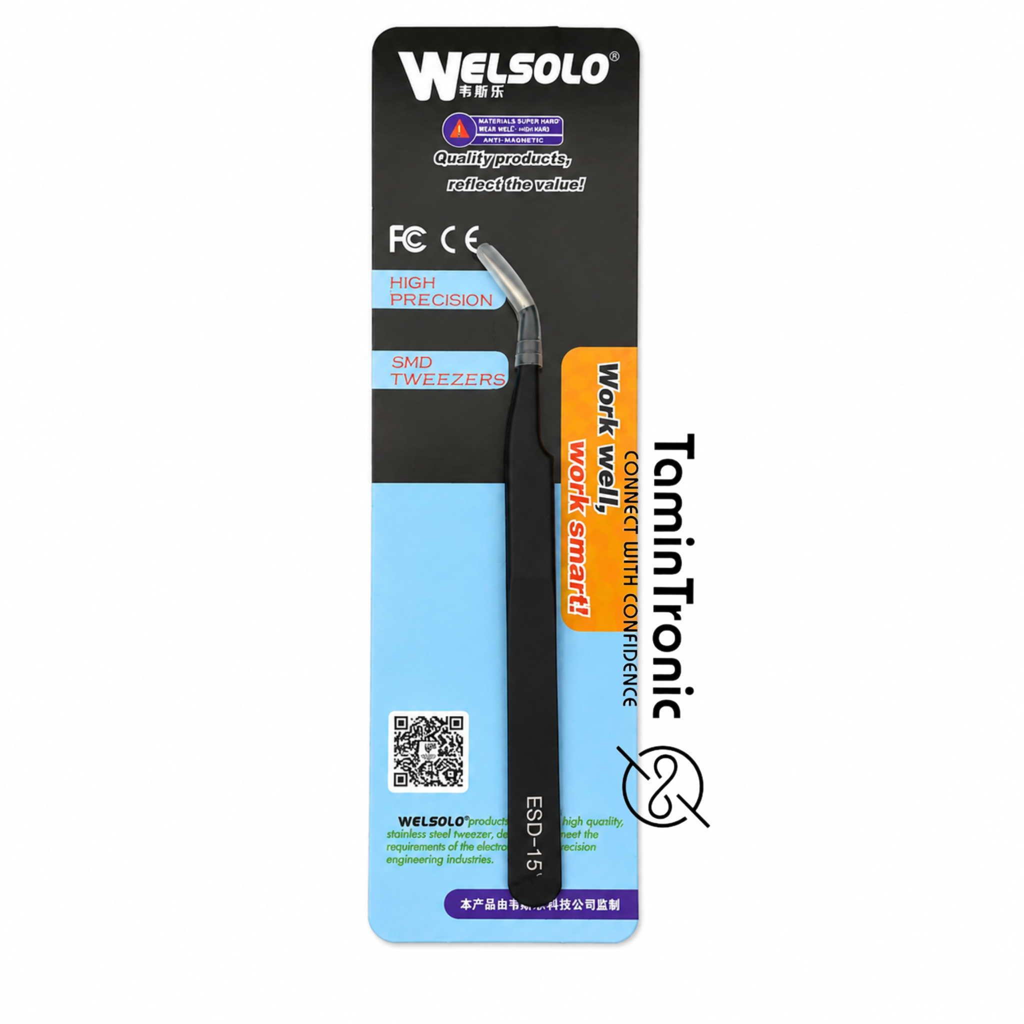 پنس سرکج آنتی استاتیک Welsolo مدل VVS15-ESD مناسب تعمیرات موبایل و برد